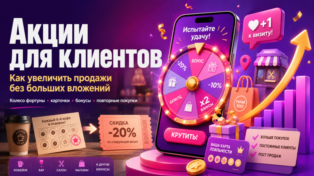Акции для клиентов для увеличения продаж, посещаемости и возвращаемости