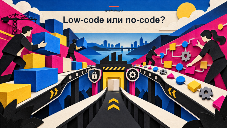 Два маршрута сборки low-code и no-code приложения сходятся у проверок интеграции и безопасности.